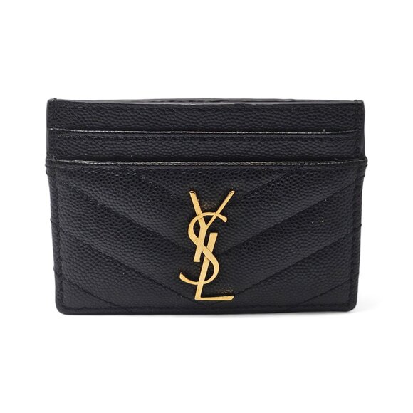 Saint Laurent YSL Monogram Leather Cardholder Wallet in Black $325 - Picture 5 of 9